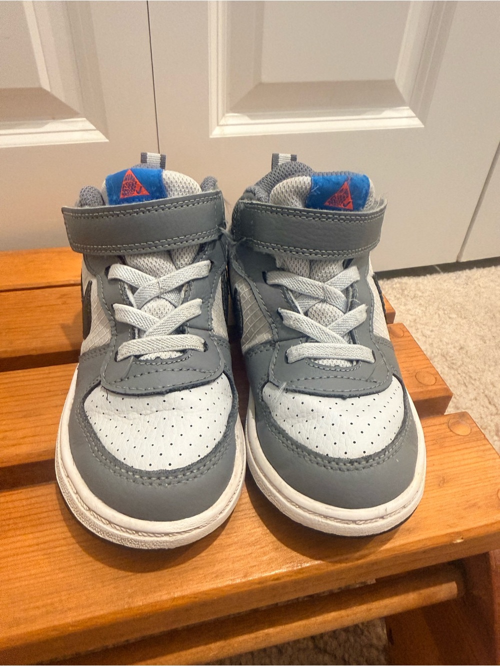 Nike Kids Gray and White High-Top Sneakers